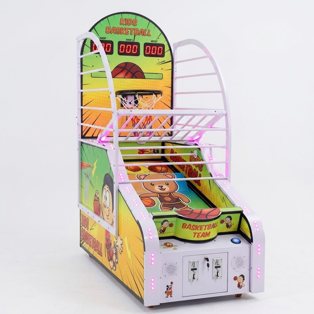 Çocuk basketbol otomatı yan panel grafik detayları