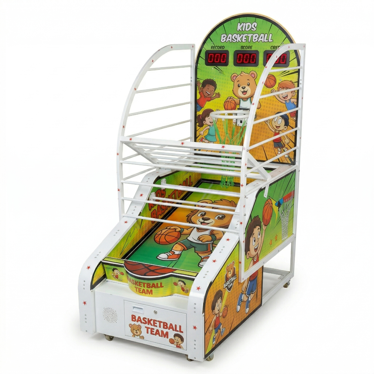 Profesyonel beyaz arka plan çocuk basketbol makinesi önden görünüş